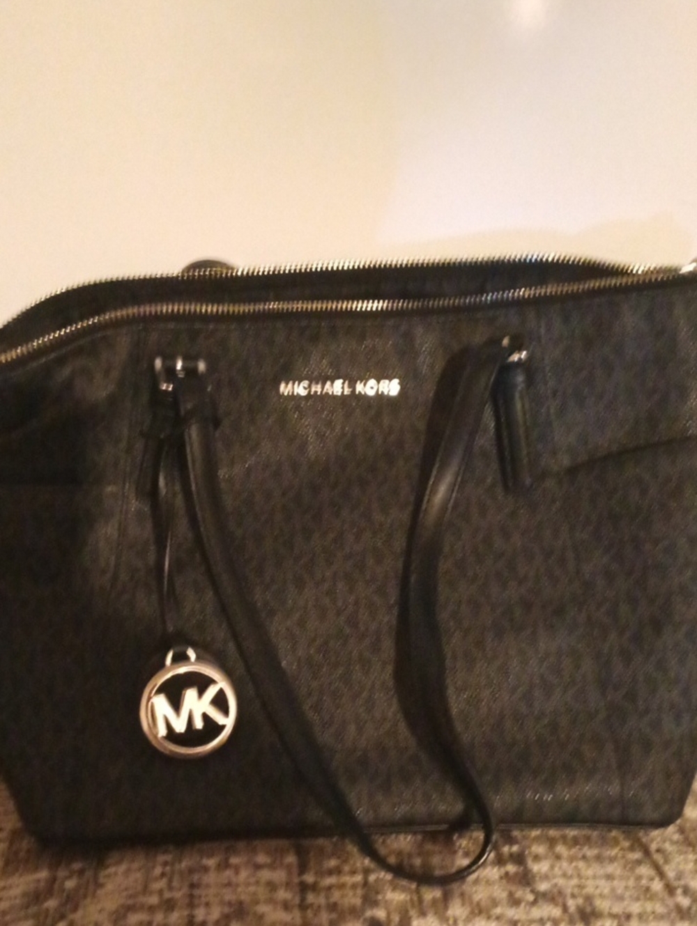 Michael Kors Black Signature MK Charm Tote
